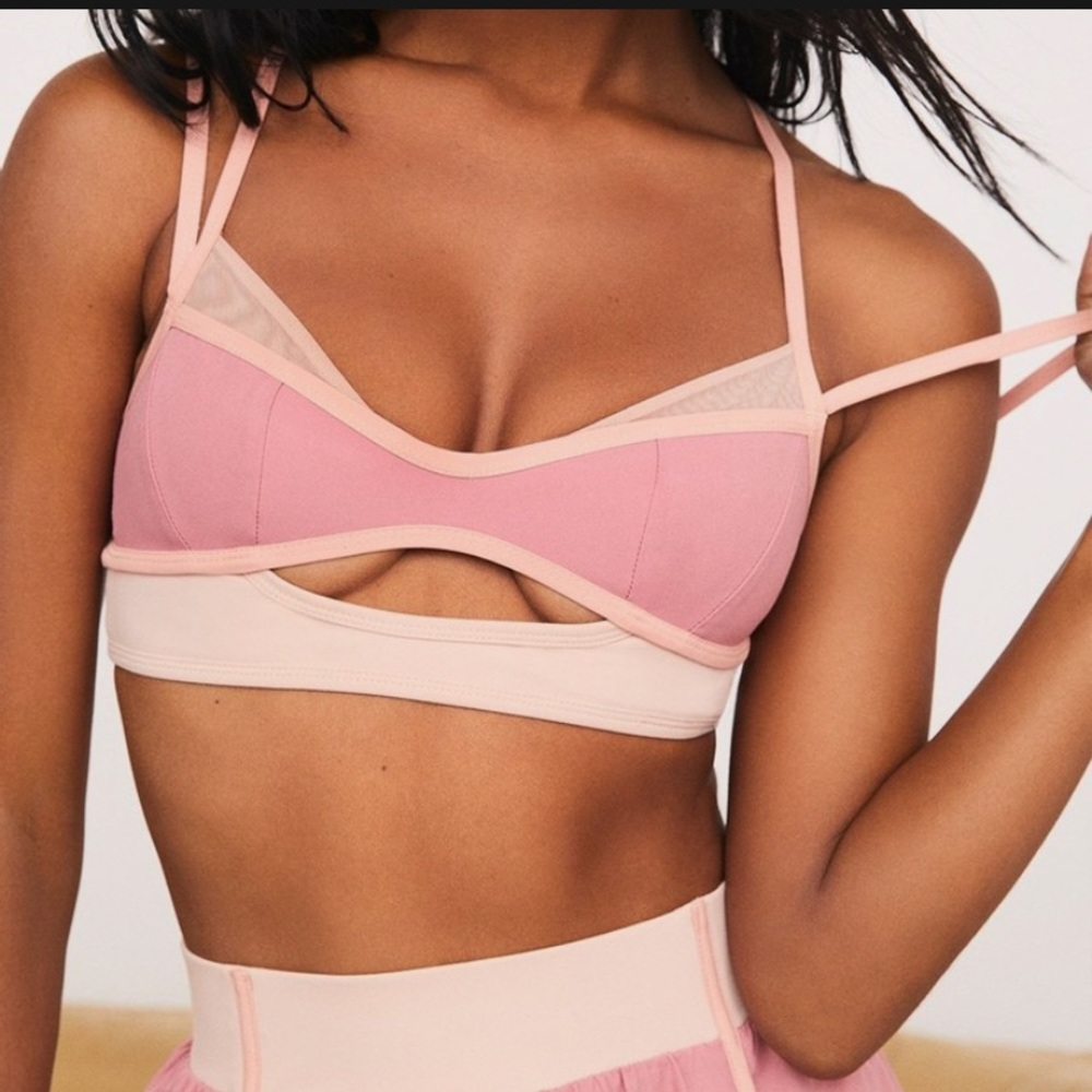 NWT For Love and Lemons pink sports bra size small